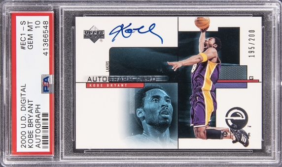 2000 Upper Deck "Digital" Autograph #EC1-S Kobe Bryant Signed Card (#195/200) – PSA GEM MT 10